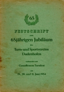 Festschrift zum 65 jährigen Jubiläum des TSV Dudenhofen - 1889-1954